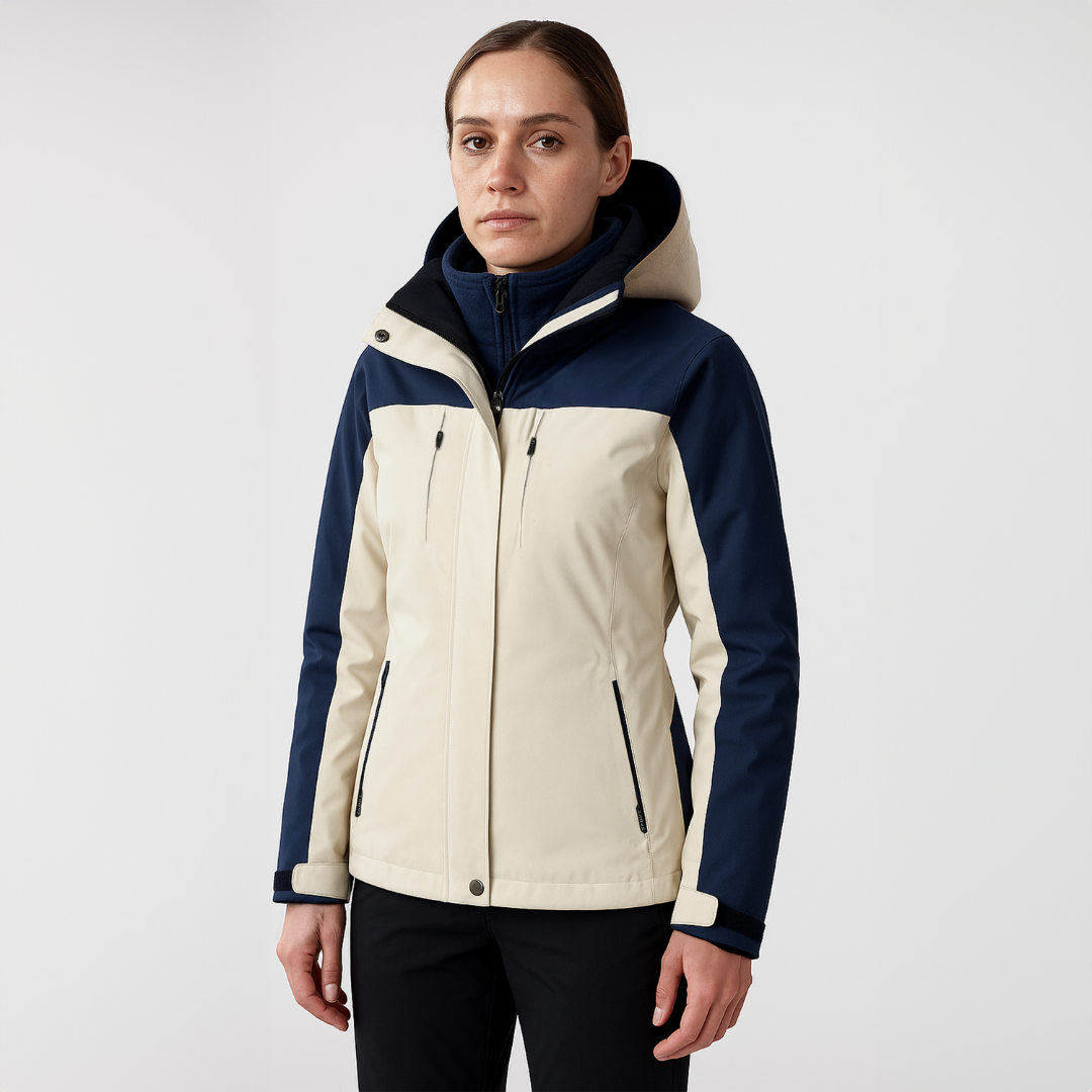 Thermal Shield レディース 3イン1 防水フリースライナー付き ジャケット 女性用 保温性と快適性 外ポケット3つ 内ポケット搭載
