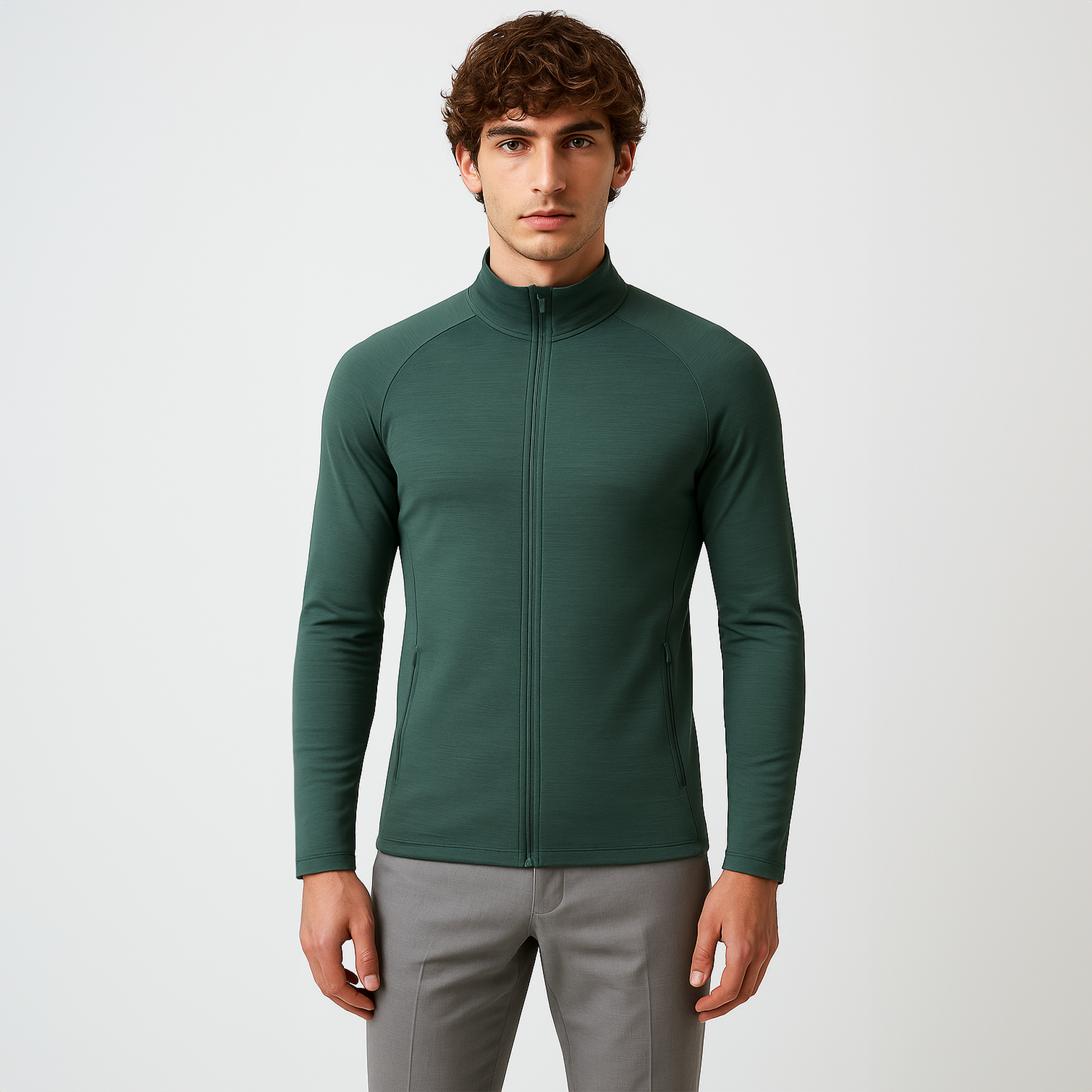 クイックステップ メンズ ベースレイヤー ハイカラー UVプロテクション サムホール スマートウォッチ対応 快適フィット アウトドア向け 高機能