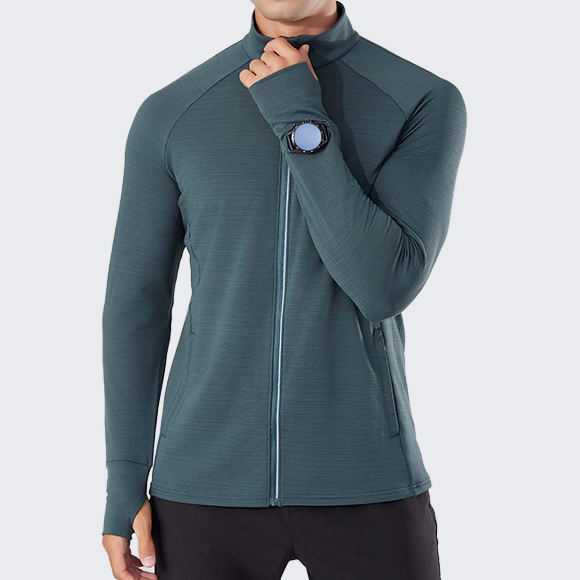 クイックステップ メンズ ベースレイヤー ハイカラー UVプロテクション サムホール スマートウォッチ対応 快適フィット アウトドア向け 高機能