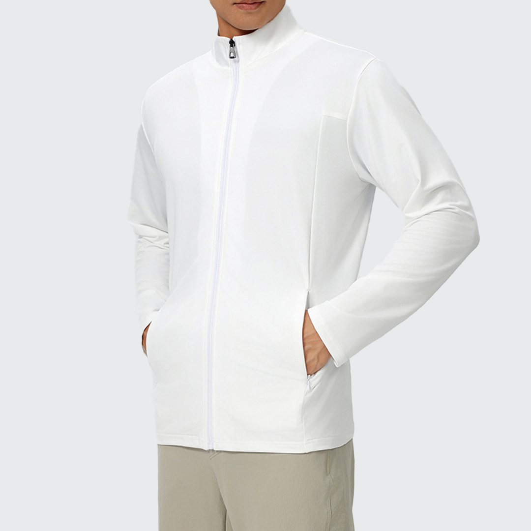 メンズストリームラインジャケット 伸縮素材で動きやすい 通気性抜群 ジップポケット搭載 アクティブ男性向け 高機能スポーツウェア