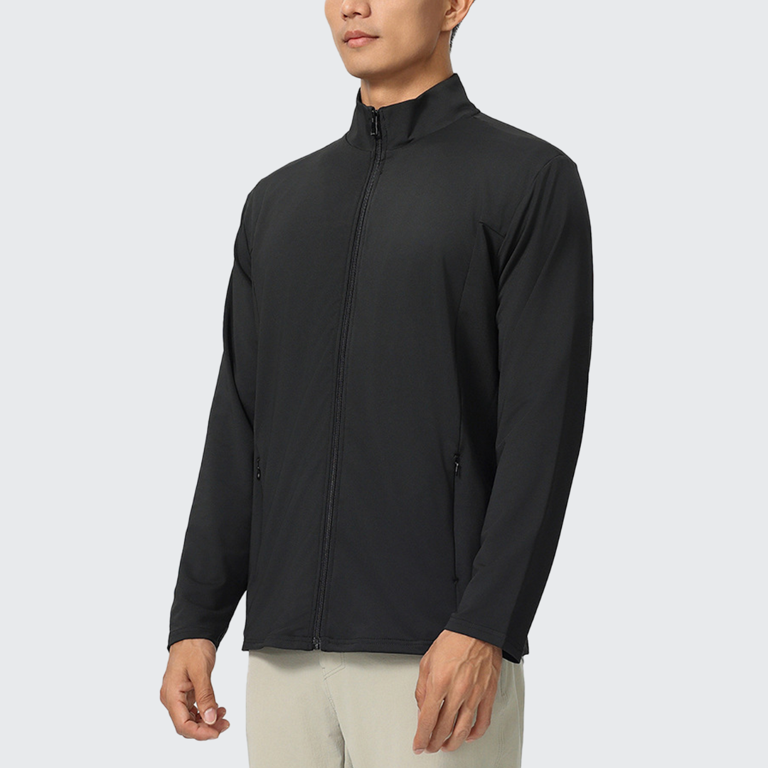 メンズストリームラインジャケット 伸縮素材で動きやすい 通気性抜群 ジップポケット搭載 アクティブ男性向け 高機能スポーツウェア