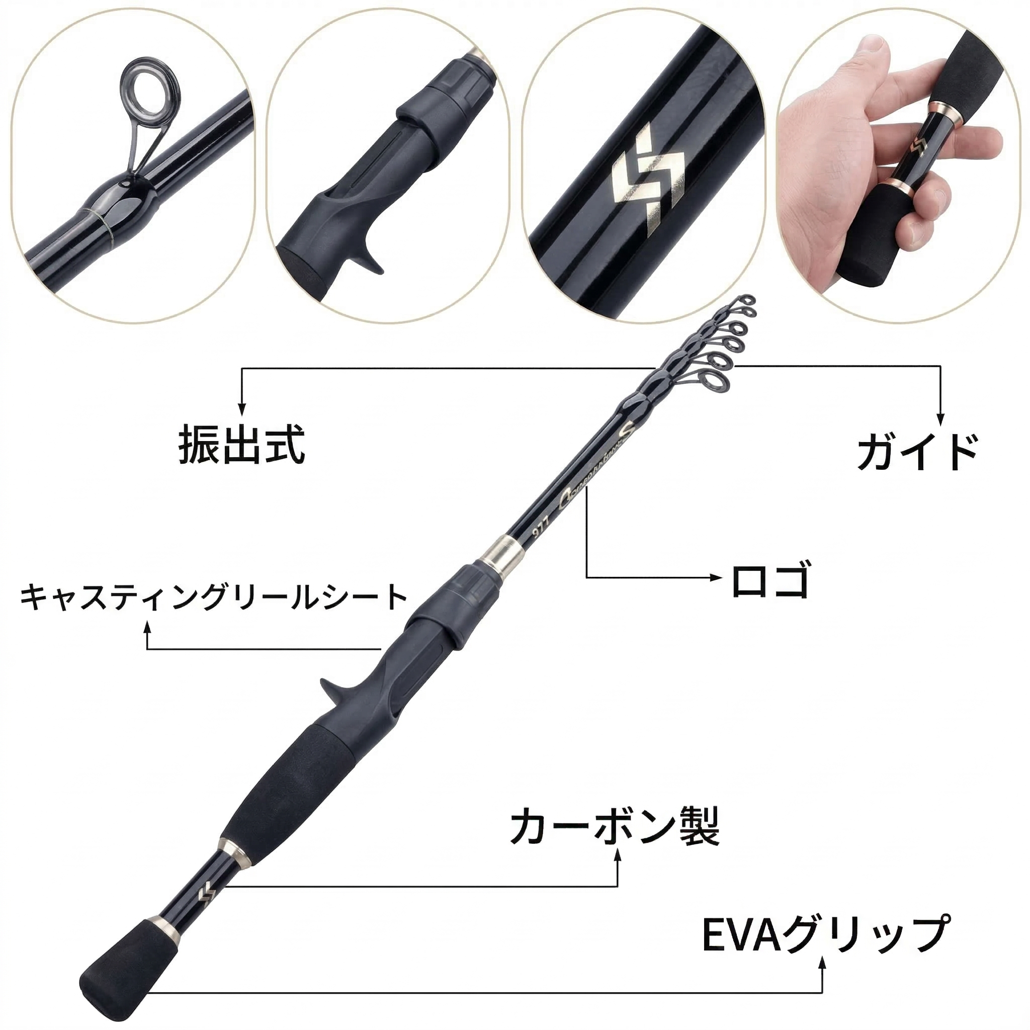 【奇跡の爆釣体験をあなたに!】カバンにスッポリ入る最強の相棒。初心者からプロまで納得の超軽量カーボン製・伸縮式ベイトロッド!いつでもどこでも、一瞬でそこが「あなたの専用釣り場」に変わる! Sougayilang 爆釣マスター『飛龍-HIRYU-』テレスコピック・キャスティングロッド