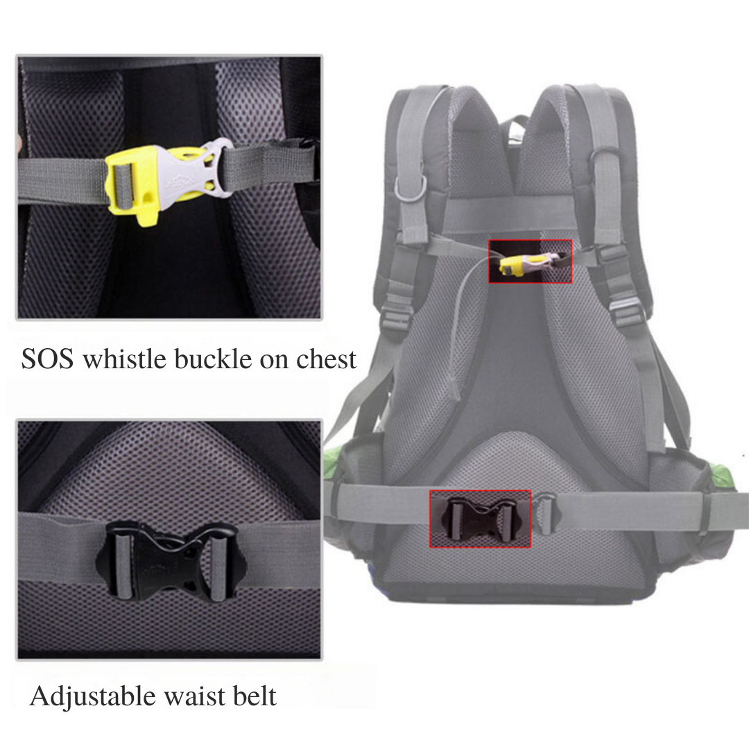 Explorer 40L ハイキングバッグ パッド入り背面 通気性 高耐久 調節可能 救命笛 アウトドア愛好家向け 軽量設計