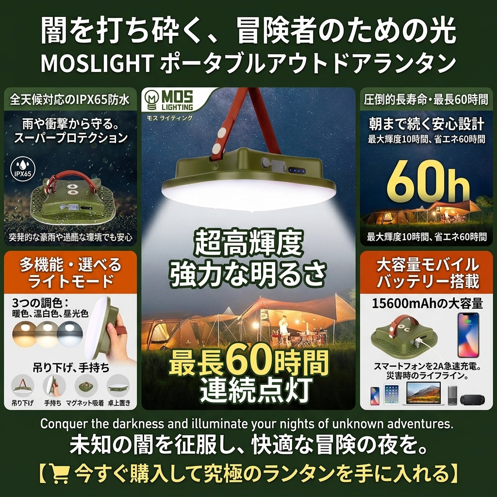 【圧倒的な明るさと電源確保をこれ一台で解決】Sakamping 多機能 LEDランタン | 高輝度・大容量パワーバンク内蔵・強力マグネット搭載 | 防水・防災・キャンプ・車中泊 | 1年保証付