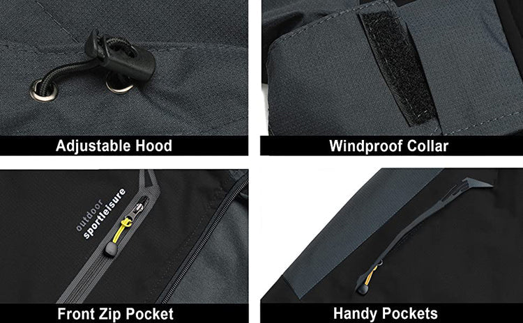 TRVLWEGO メンズ 防水アウトドアジャケット 防風 保温性 高機能 登山 キャンプ 対応 軽量 耐風性 撥水性 収納便利