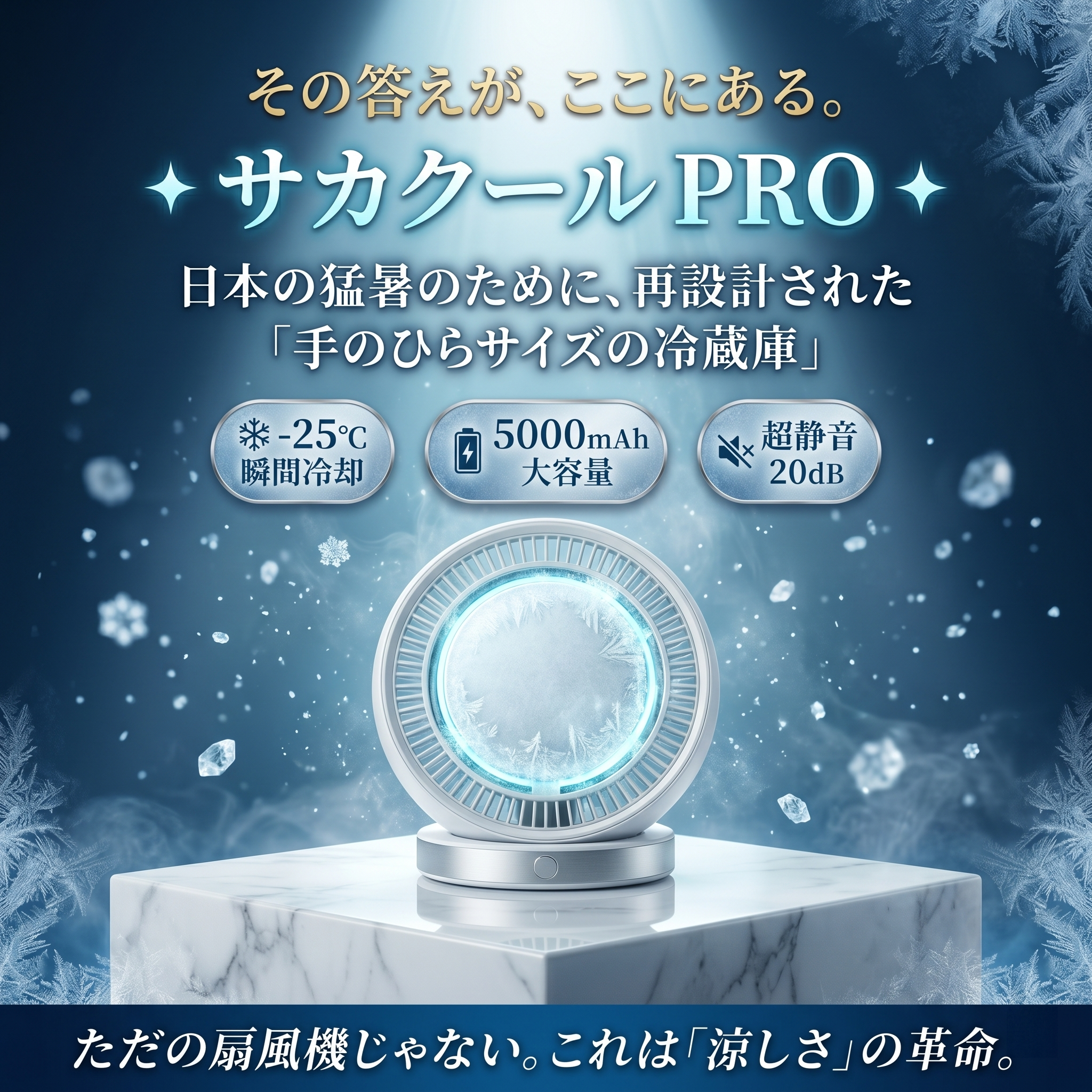 サカクール PRO ハンディファン 冷却プレート -25℃ 5000mAh 携帯扇風機