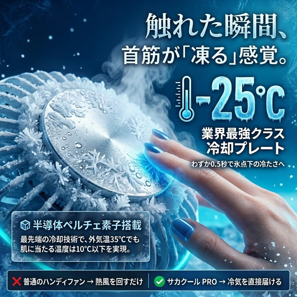 サカクール PRO ハンディファン 冷却プレート -25℃ 5000mAh 携帯扇風機