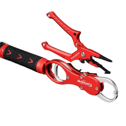 【プロの必需品】Sakamping フィッシングプライヤー&フィッシュグリップ セット | 高耐食性アルミ合金・ステンレス製 | PEラインカッター・スプリットリング対応 | 安全ストラップ付 | 1年保証付