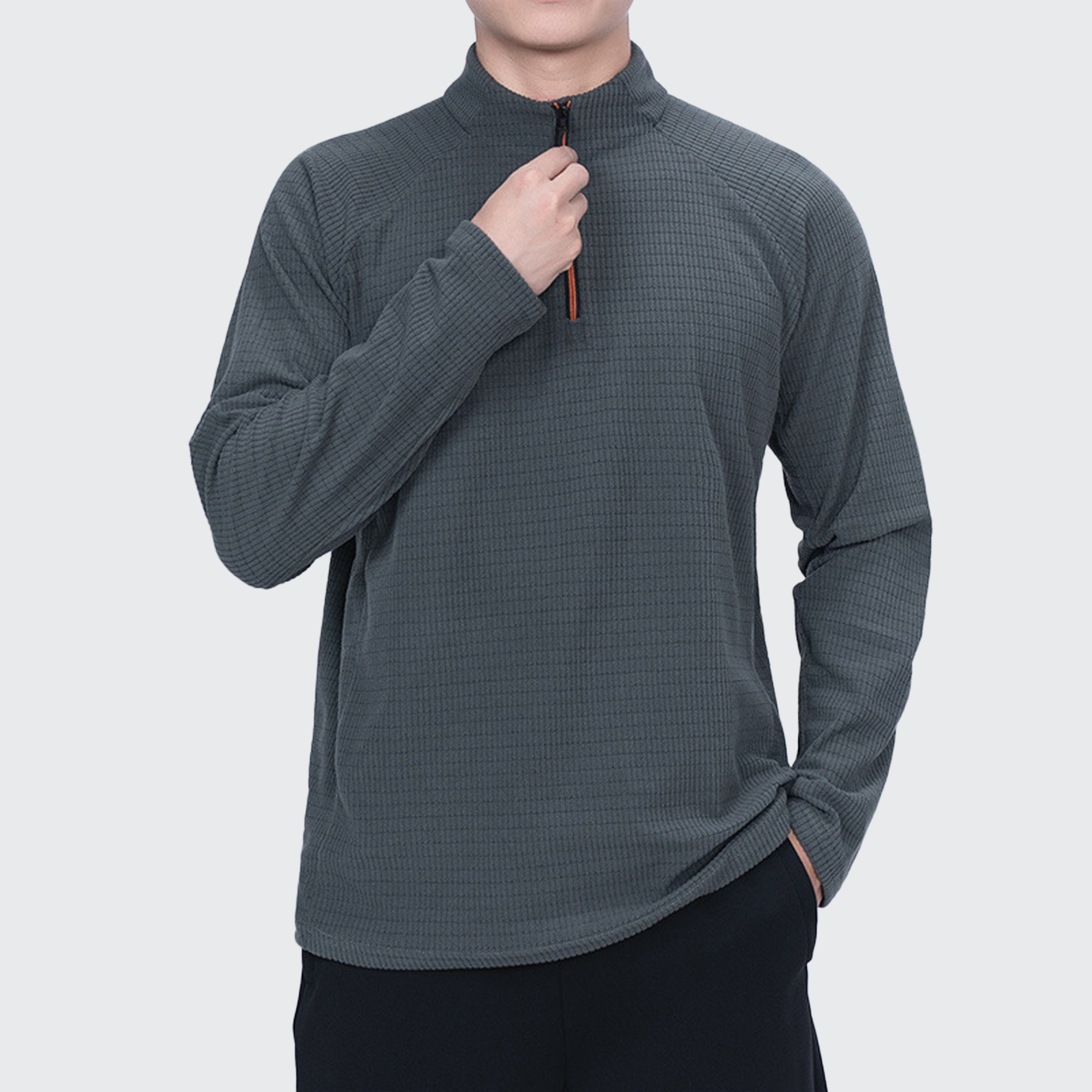 【身体の動きを妨げない立体裁断・汗冷えを防ぐ極上の通気性】Sakamping メンズ ソフトシェル ハーフジップ 長袖Tシャツ | 立体裁断(エルゴノミック)・高通気・吸汗速乾 | 渓流釣り・登山・トレッキング | 1年保証付