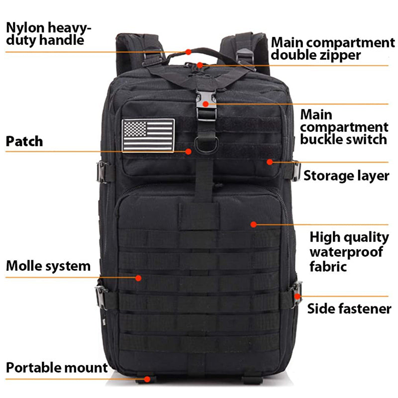 Elite 50L ミリタリタクティカルバックパック アサルトパック 大容量 登山 キャンプ アウトドア用 耐久性と収納力 専用設計