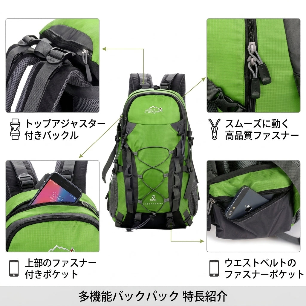 【長時間歩行でも背中が蒸れない・極上のフィット感】Explorer 40L 登山ザック | 荷重調整システム・クッション背面・ホイッスル内蔵 | 本格登山・日帰りハイキング・防災用 | 1年保証付