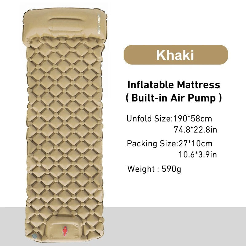 Westtone Ultralight Inflatable Sleeping Pad 内蔵ポンプ 一人用 キャンプ 快適 アウトドア バックパッカー向け