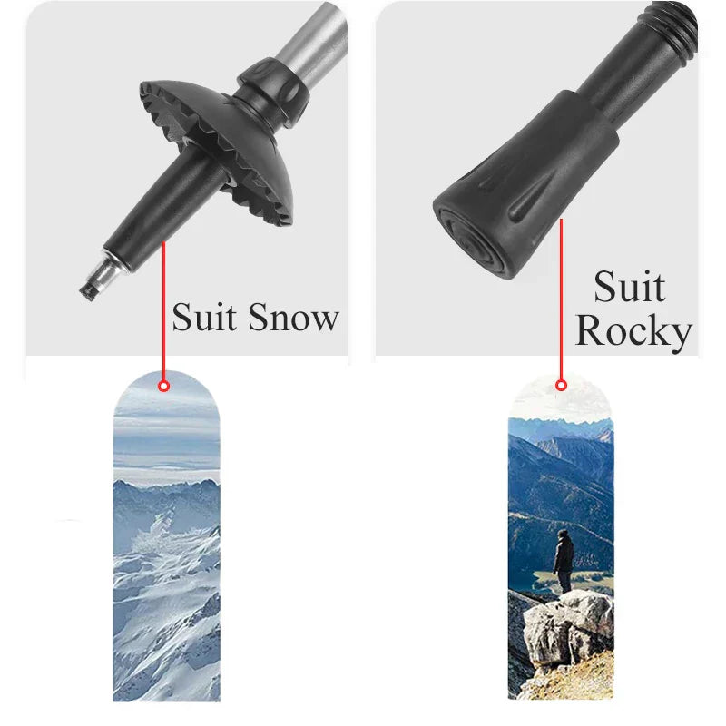 Ultralight テレスコピック トレッキングポール 6061アルミ 登山用 伸縮式 安定性 向上 快適グリップ Mountain ブランド