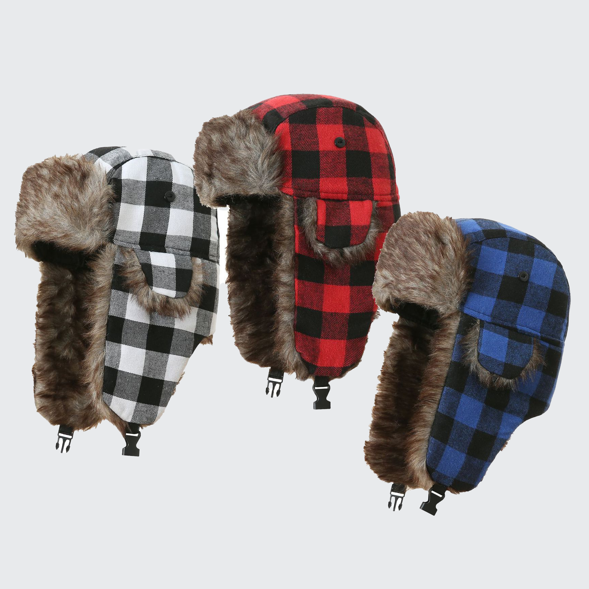 Chess トラッパーハット プラッド柄 保温フェイクファー 内装 耳あて付き アウトドア対応 寒冷地向け 耐風性と軽量デザイン