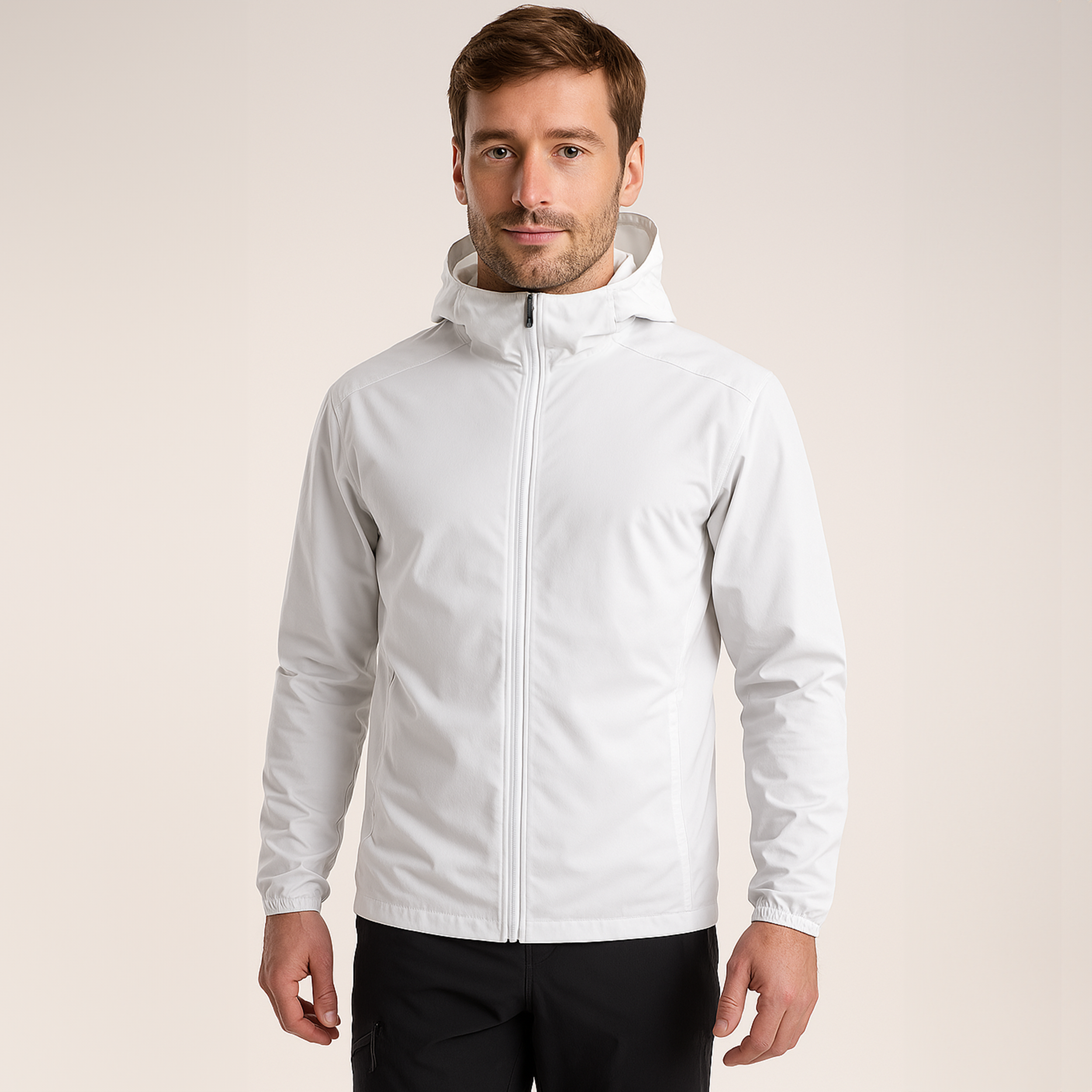 メンズ防水ウィンドブレーカー UVプロテクション 通気性 折りたたみ調整フード アウトドア向け 高機能 防風 快適 軽量設計 男性用 機能性抜群