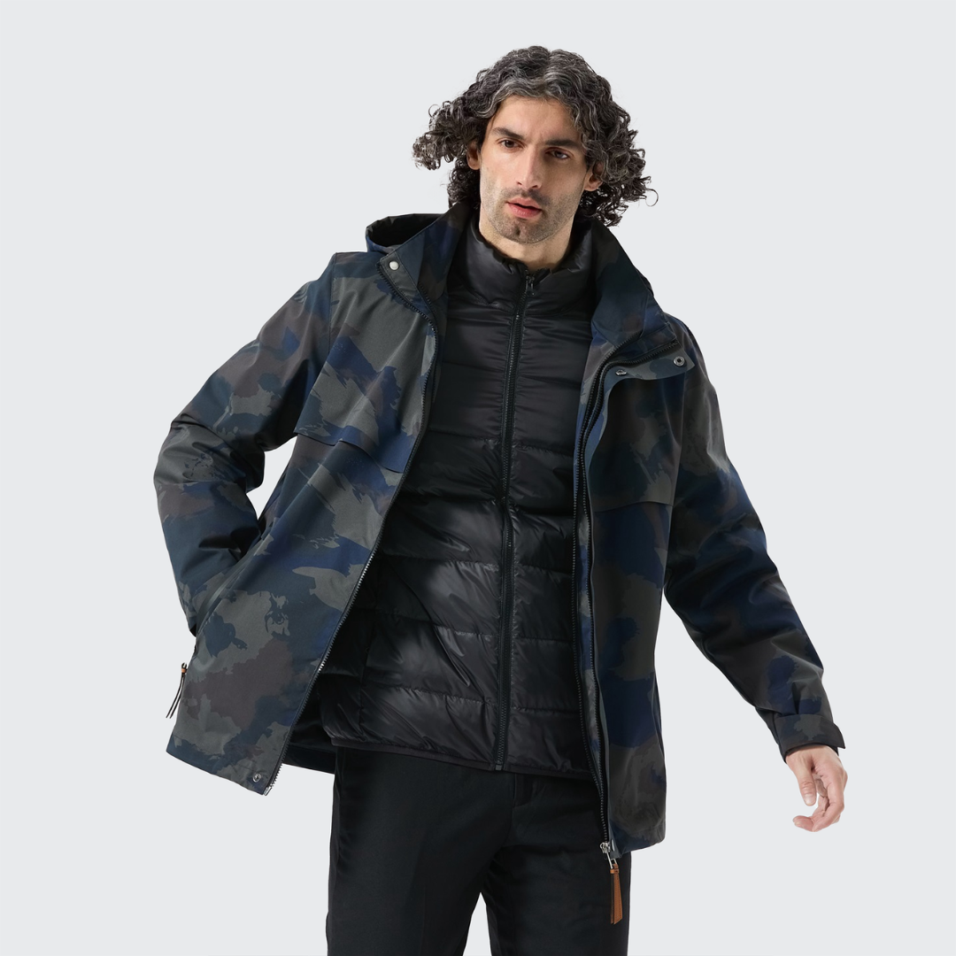 Stormhood 2-in-1 ダウンジャケット 高機能 防水透湿 全天候対応 フード着脱可 8000mm アウトドア向け