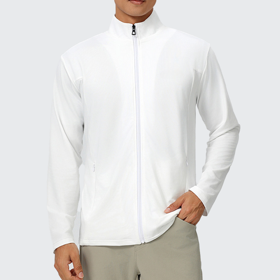 メンズストリームラインジャケット 伸縮素材で動きやすい 通気性抜群 ジップポケット搭載 アクティブ男性向け 高機能スポーツウェア