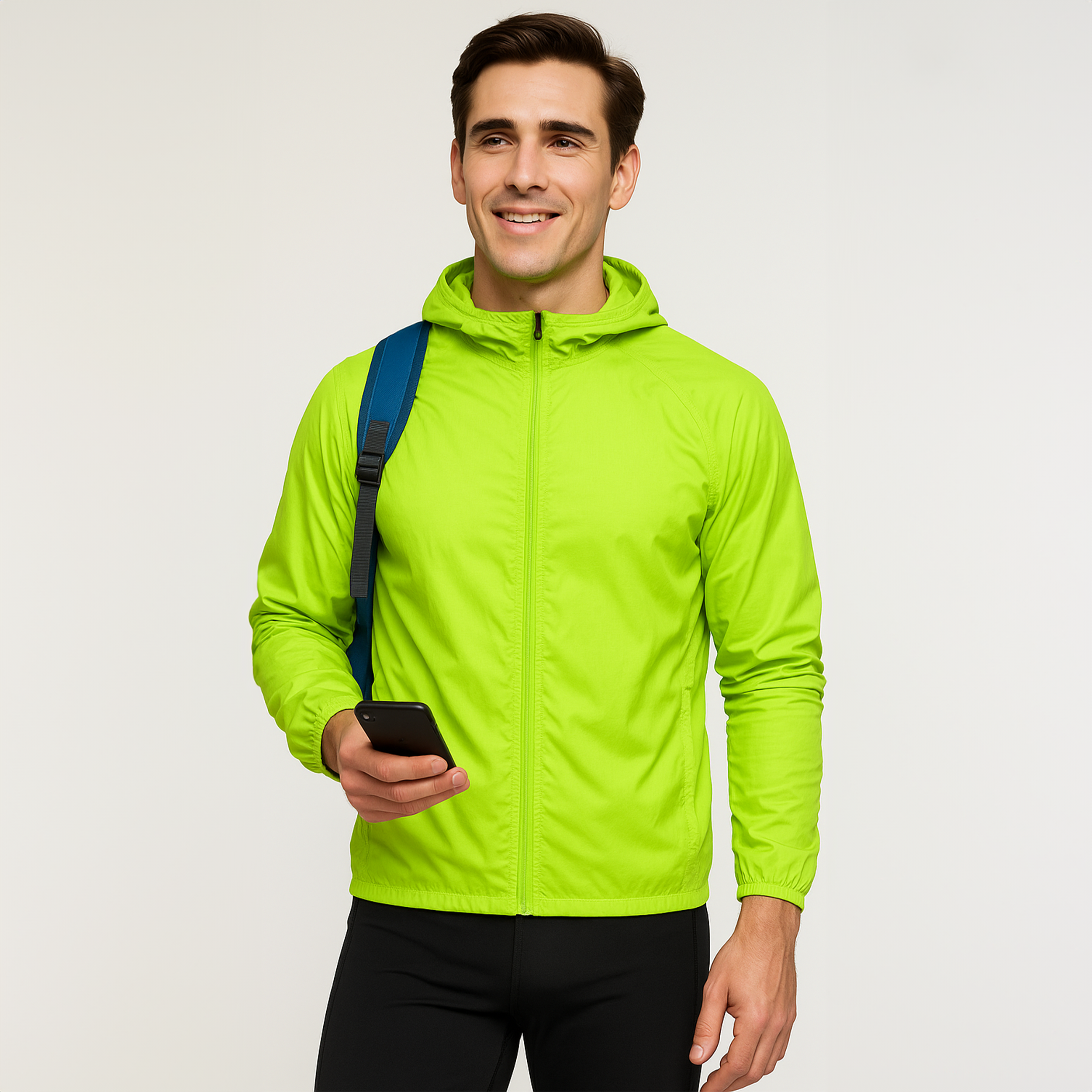 メンズ防水ウィンドブレーカー UVプロテクション 通気性 折りたたみ調整フード アウトドア向け 高機能 防風 快適 軽量設計 男性用 機能性抜群