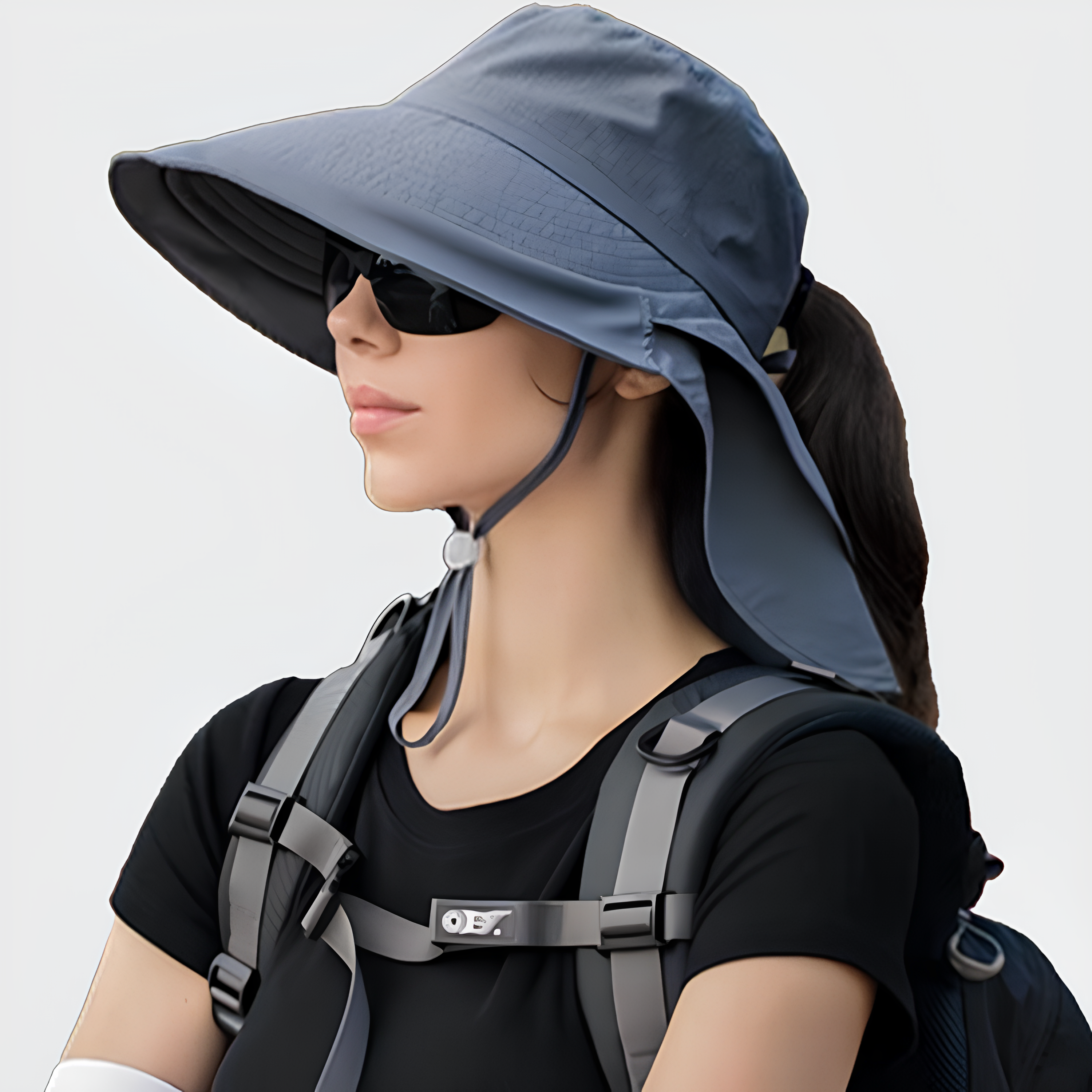Journey 女性用 UVサンハット 快適 吸水速乾 調節可能 ポニーテール開口 日焼け防止 軽量 折り畳み対応 風に強い日除け設計