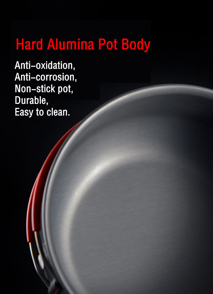 PotSet 4in1 アウトドア 超軽量アルミ ノンスティック 調理セット 旅人向け バックパッカー必携 コンパクト収納