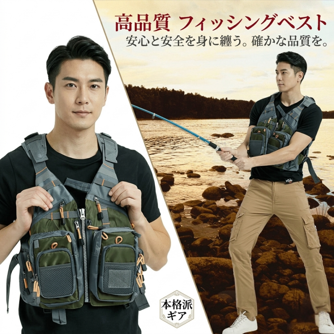 【1着2役】Sakamping Owlwin ライフジャケット | 浮力材着脱可能・多機能フィッシングベスト | 大容量収納・通気性メッシュ | 反射材・ホイッスル付 | 釣り・磯・防波堤対応 | 安心の1年保証付