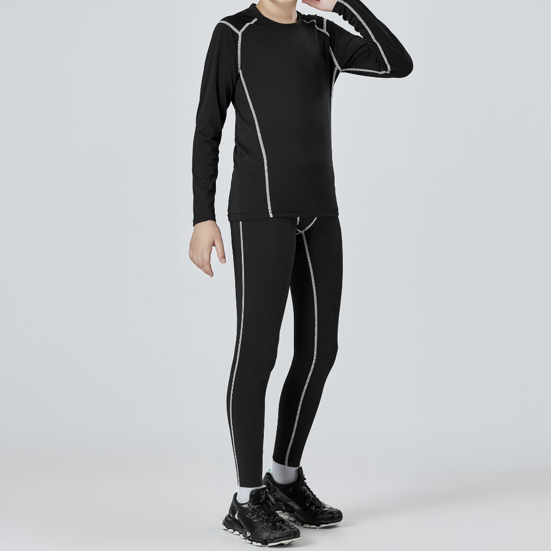 キッズ用 ベースレイヤー セット フリース裏地 暖かく 肌にフィット 長袖シャツとボディパンツ 保温性抜群 軽量 動きやすい 室内外兼用 冬の外出に最適