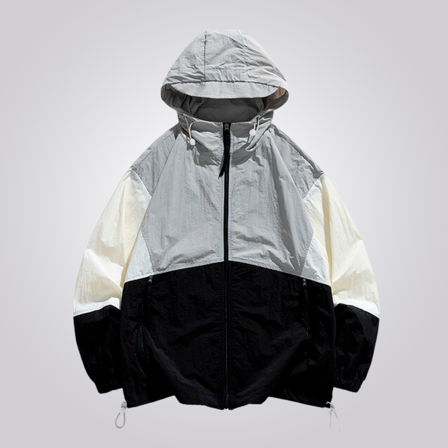 Tropical 高機能 UVカット ウィンドブレーカー アウトドア向け 透湿 薄手 フード付き ジッパーポケット 登山用