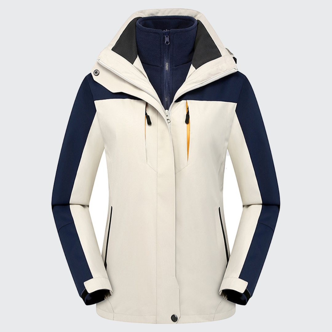 Thermal Shield レディース 3イン1 防水フリースライナー付き ジャケット 女性用 保温性と快適性 外ポケット3つ 内ポケット搭載