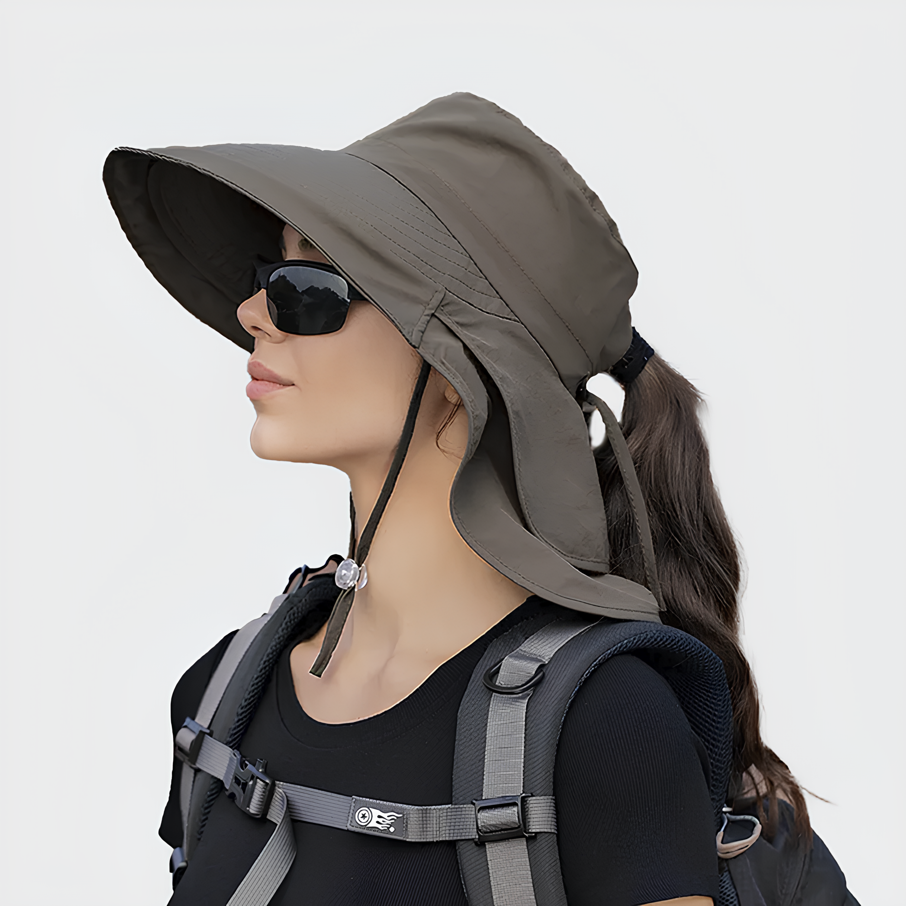 Journey 女性用 UVサンハット 快適 吸水速乾 調節可能 ポニーテール開口 日焼け防止 軽量 折り畳み対応 風に強い日除け設計