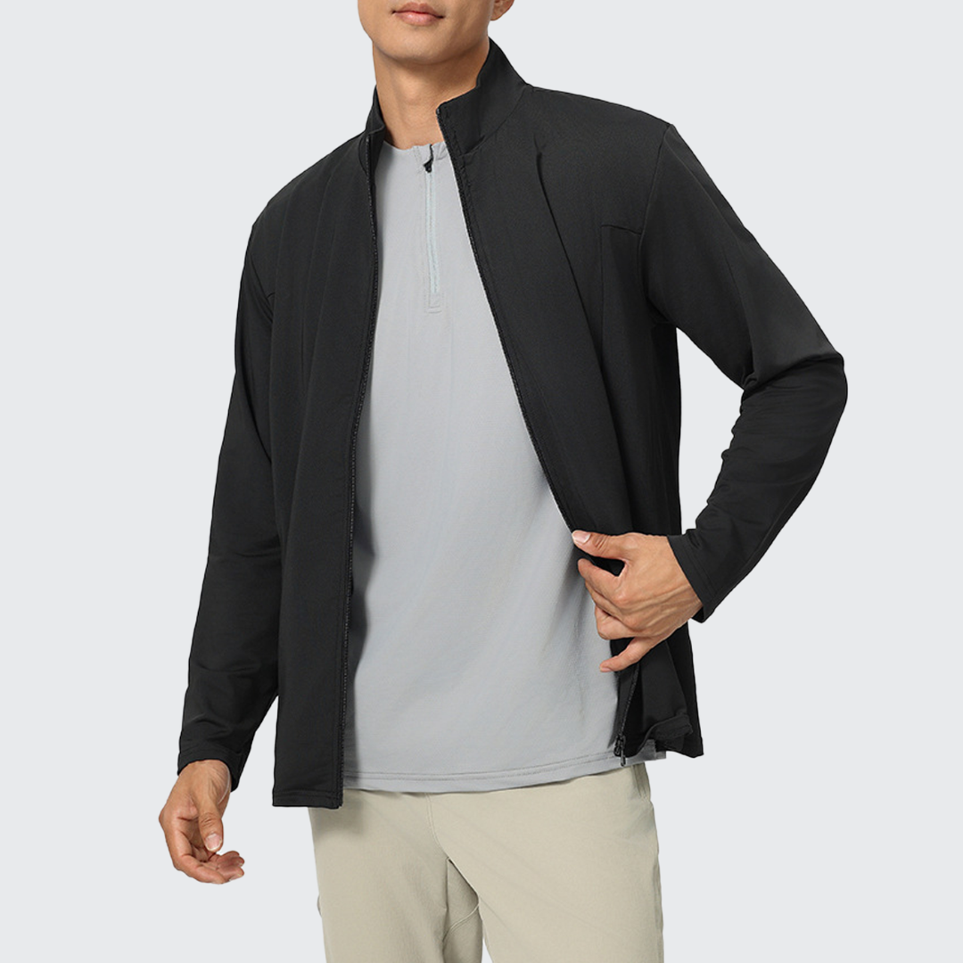 メンズストリームラインジャケット 伸縮素材で動きやすい 通気性抜群 ジップポケット搭載 アクティブ男性向け 高機能スポーツウェア