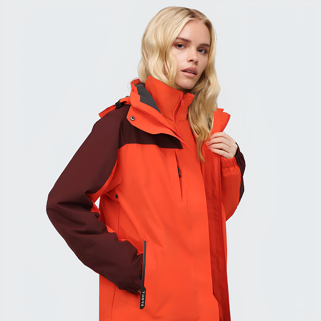 Thermal Shield レディース 3イン1 防水フリースライナー付き ジャケット 女性用 保温性と快適性 外ポケット3つ 内ポケット搭載
