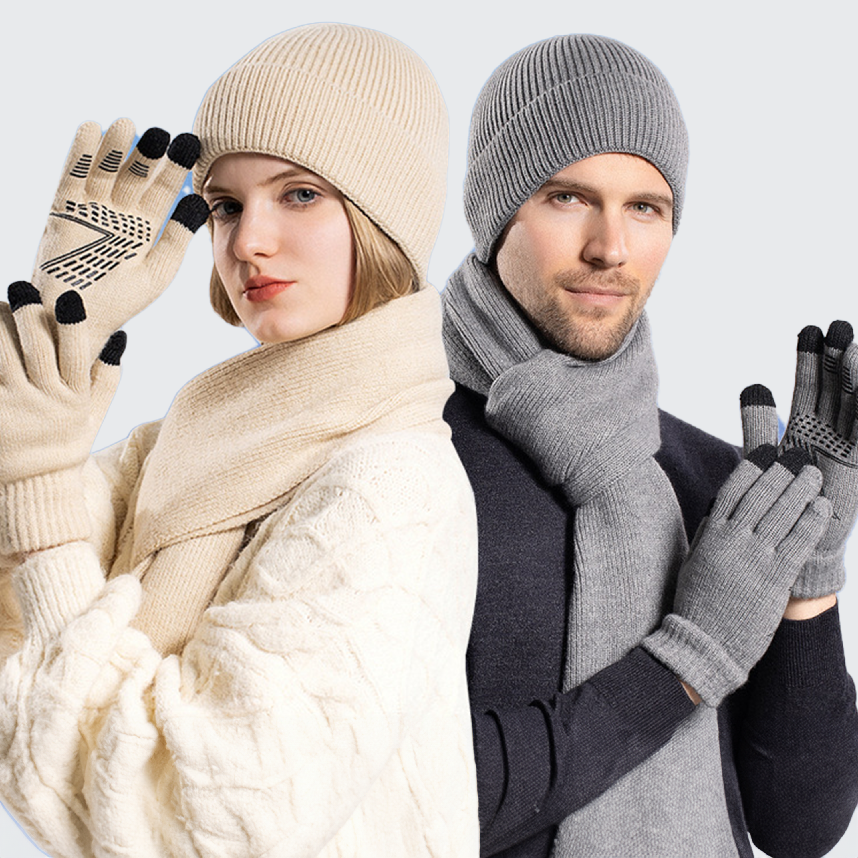 Purity ユニセックス ウィンターセット 手袋 グリップ力アップ 防寒 アウトドア対応 スカーフ 帽子 寒さ対策 耐久素材