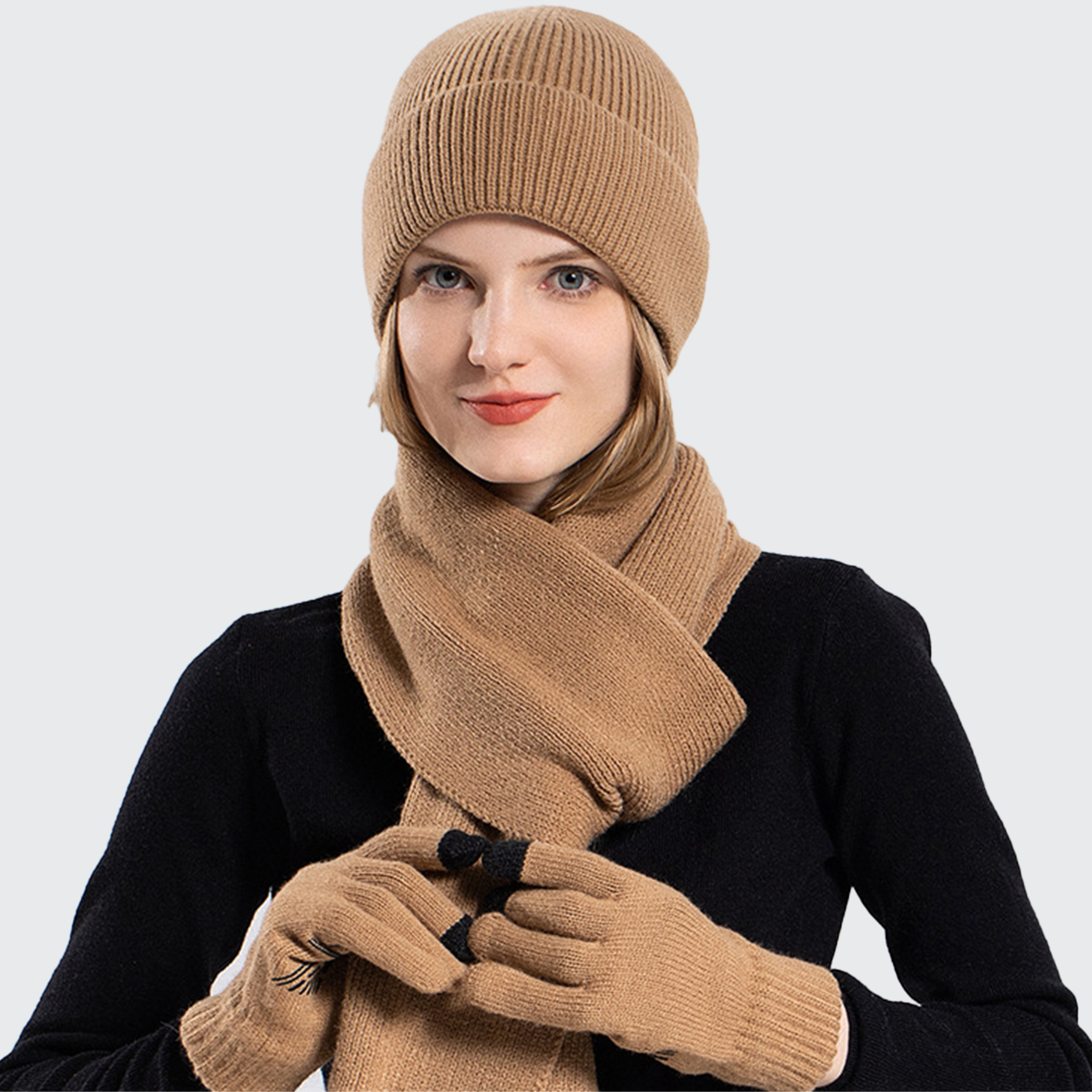 Purity ユニセックス ウィンターセット 手袋 グリップ力アップ 防寒 アウトドア対応 スカーフ 帽子 寒さ対策 耐久素材