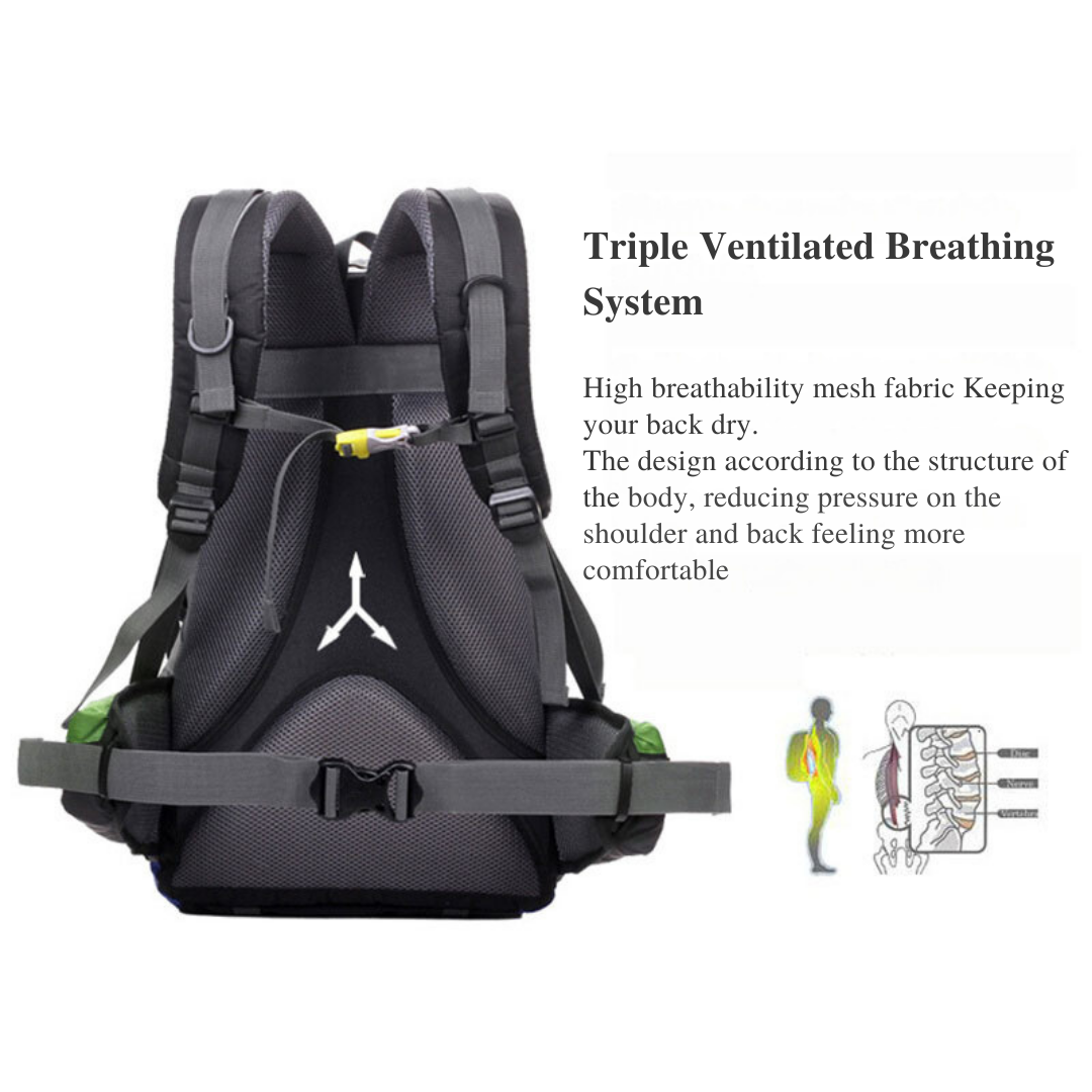 Explorer 40L ハイキングバッグ パッド入り背面 通気性 高耐久 調節可能 救命笛 アウトドア愛好家向け 軽量設計