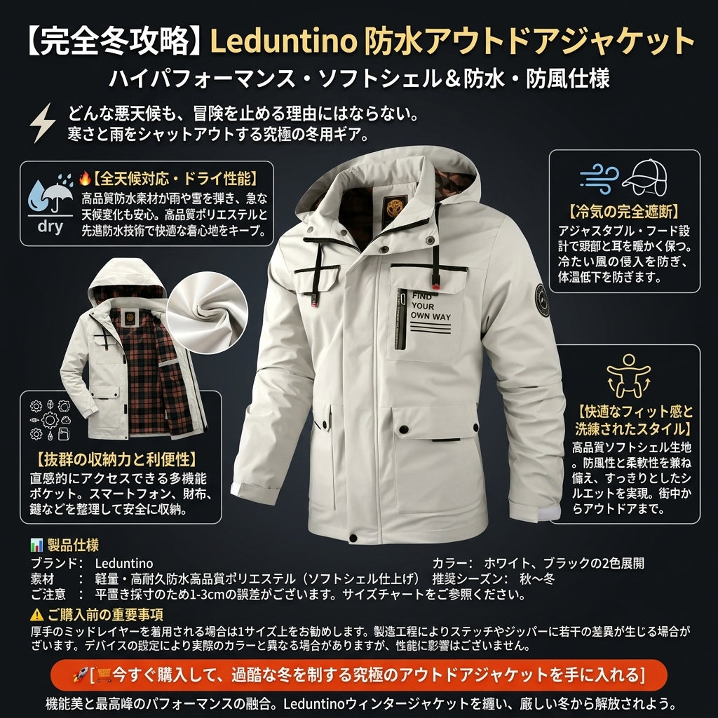 【動きやすさと極暖の両立】Sakamping ソフトシェル ウィンタージャケット | 透湿防水・防風・ストレッチ素材 | フード付き 保温アウター | スキー・冬キャンプ・登山対応 | 1年保証付