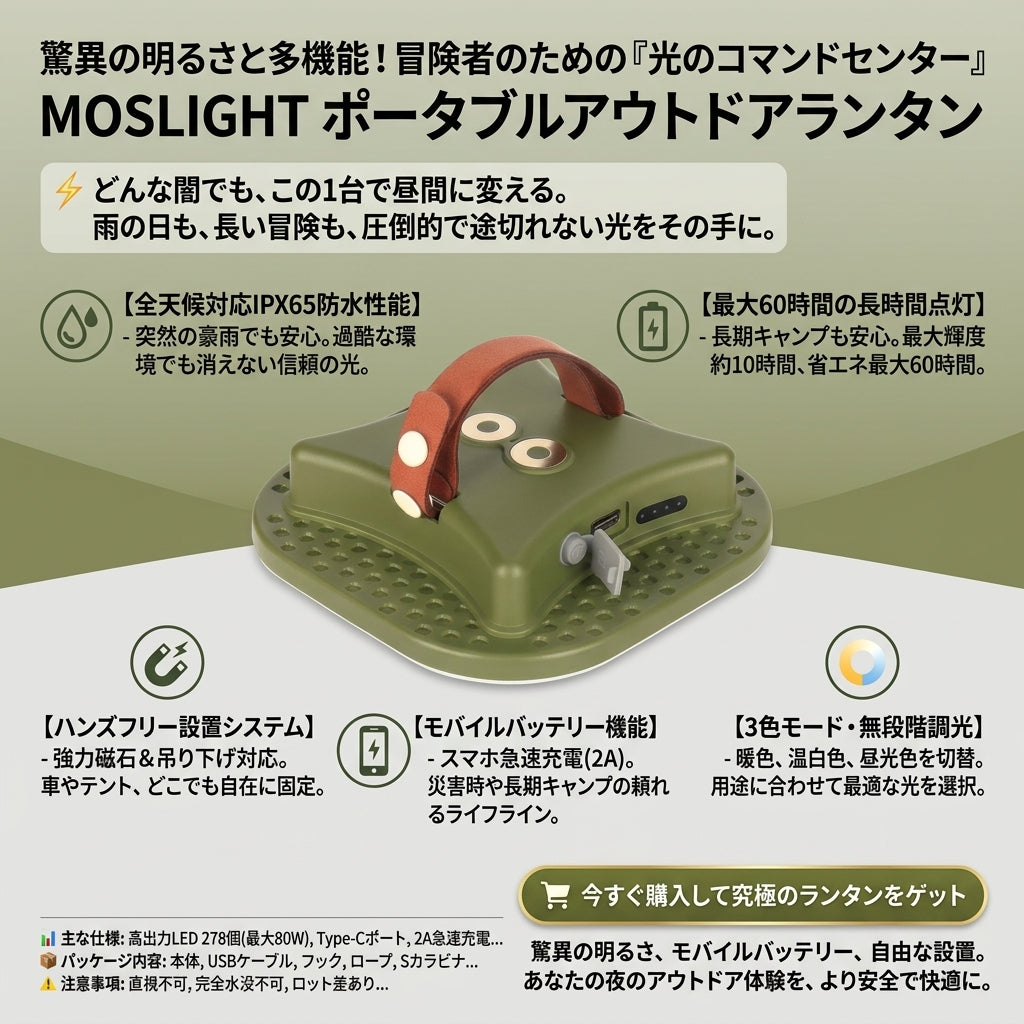 【圧倒的な明るさと電源確保をこれ一台で解決】Sakamping 多機能 LEDランタン | 高輝度・大容量パワーバンク内蔵・強力マグネット搭載 | 防水・防災・キャンプ・車中泊 | 1年保証付