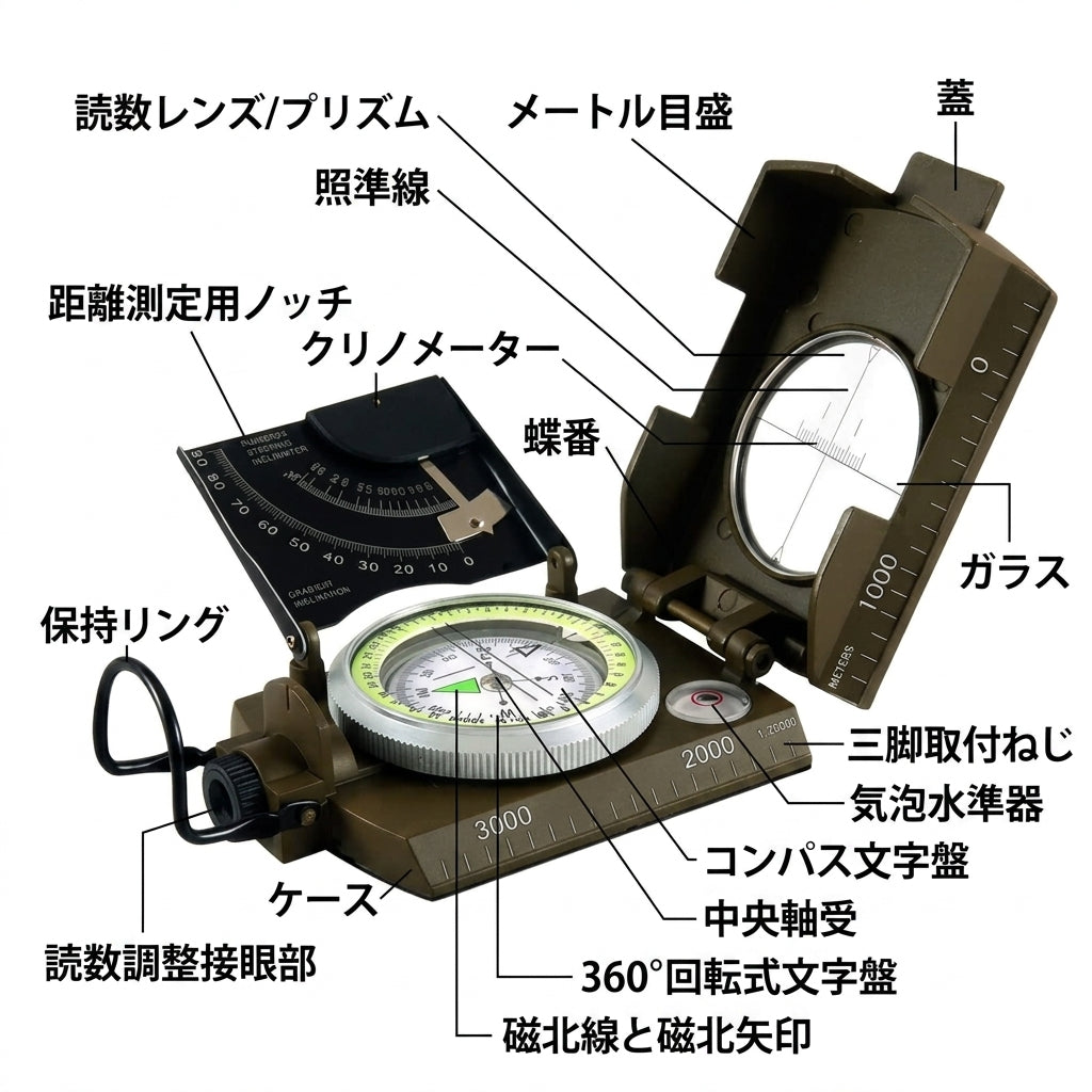 【スマホが使えない時の命綱】Sakamping サバイバル コンパス | 高精度レンズ・蓄光・防水耐衝撃 | 本格登山・読図・防災サバイバル対応 | 1年保証付