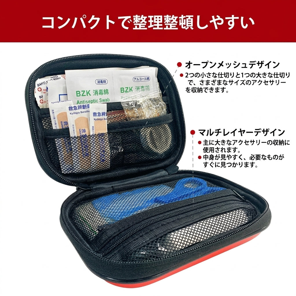 【いざという時の命綱・充実の91アイテムを手のひらサイズに凝縮】Sakamping 救急セット 91点セット | コンパクト・携帯型・応急処置 | 防災・車載・キャンプ・家庭用 | 1年保証付