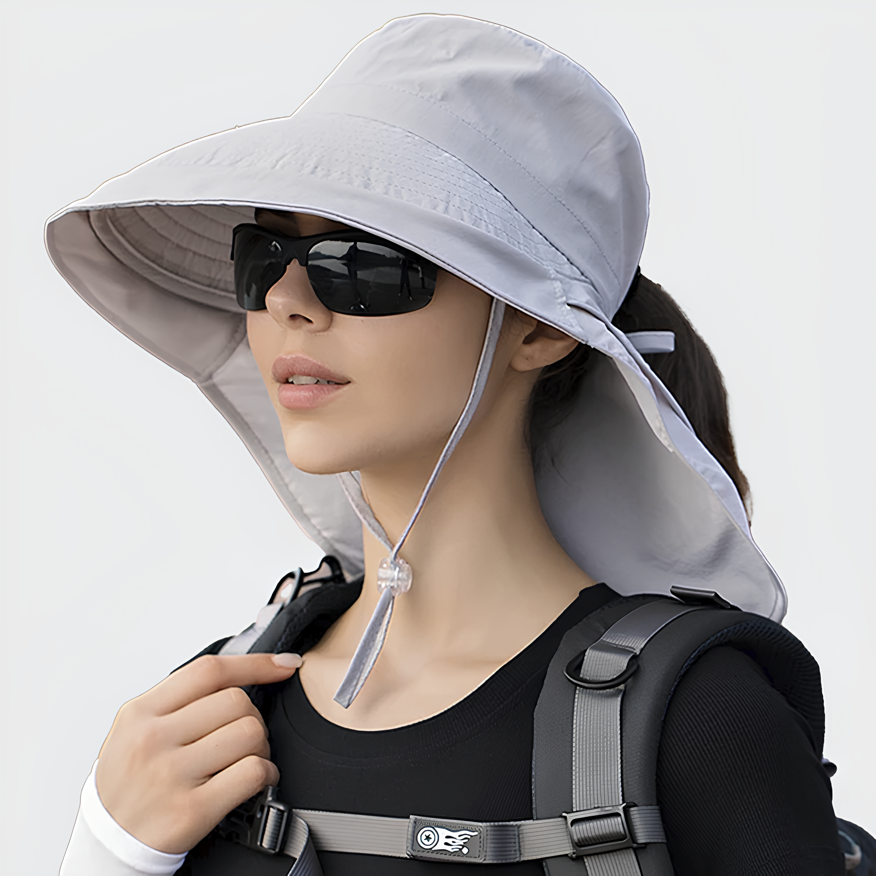 Journey 女性用 UVサンハット 快適 吸水速乾 調節可能 ポニーテール開口 日焼け防止 軽量 折り畳み対応 風に強い日除け設計