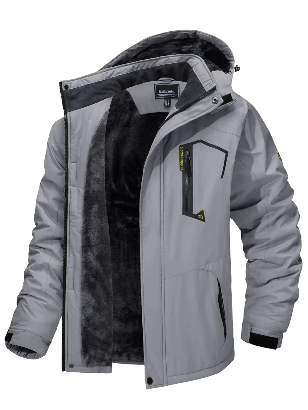 Casaco Montanha Outdoor Forrado Impermeável - TACVASEN [Vestuário - Jaquetas e Casacos - Casacos] 04 - Casaco Montanha Outdoor Forrado Impermeável - TACVASEN Pescamping Light Gray CN 7XL (US 2XL) 