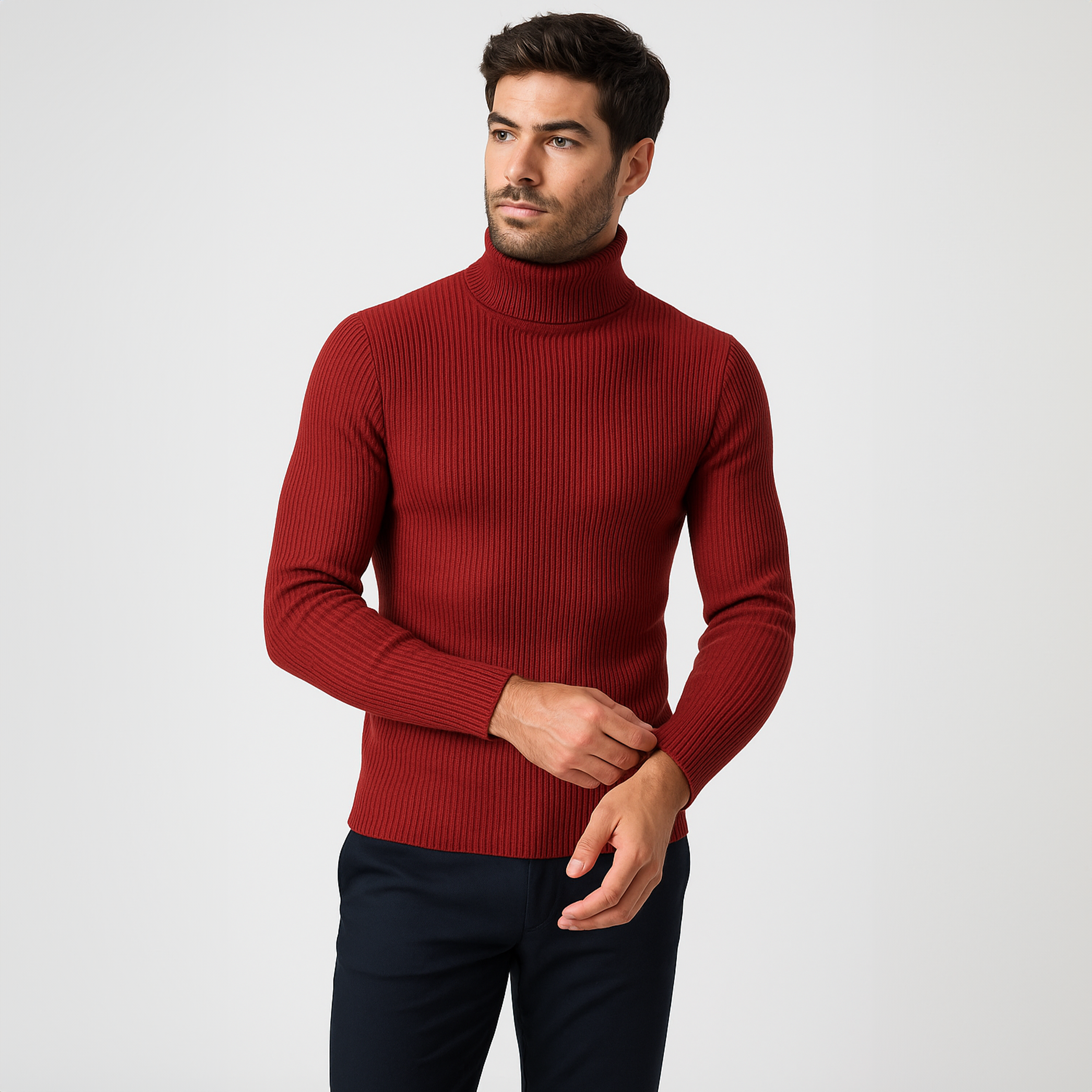 メンズハイカラーTシャツ 保温性のあるコットン素材 快適さとスタイルを両立 アウトドア派の男性向け 高機能防寒カジュアル仕様