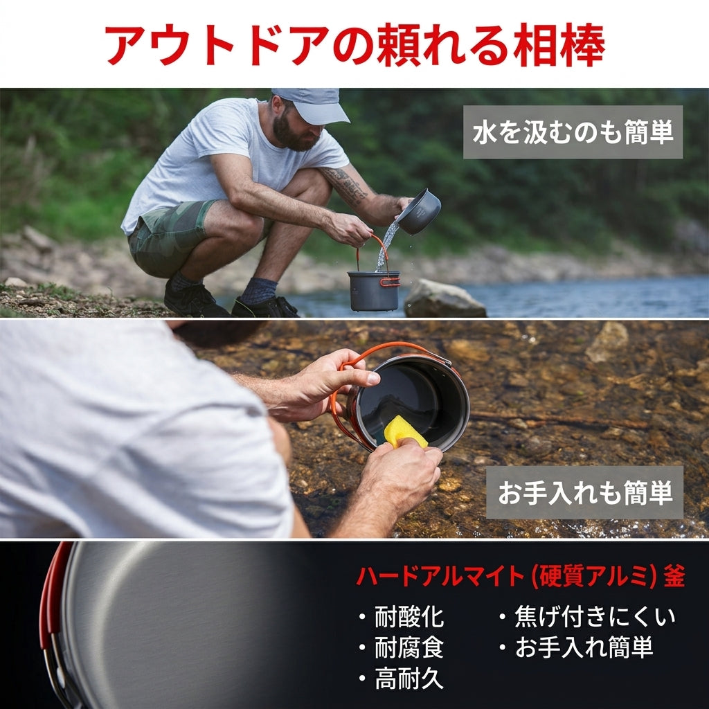【リュックの隙間に美しく収まる極小軽量設計】Sakamping 4in1 クッカーセット | 超軽量アルミ・ノンスティック加工・スタッキング収納 | 本格登山・バックパッカー・ソロキャンプ | 1年保証付