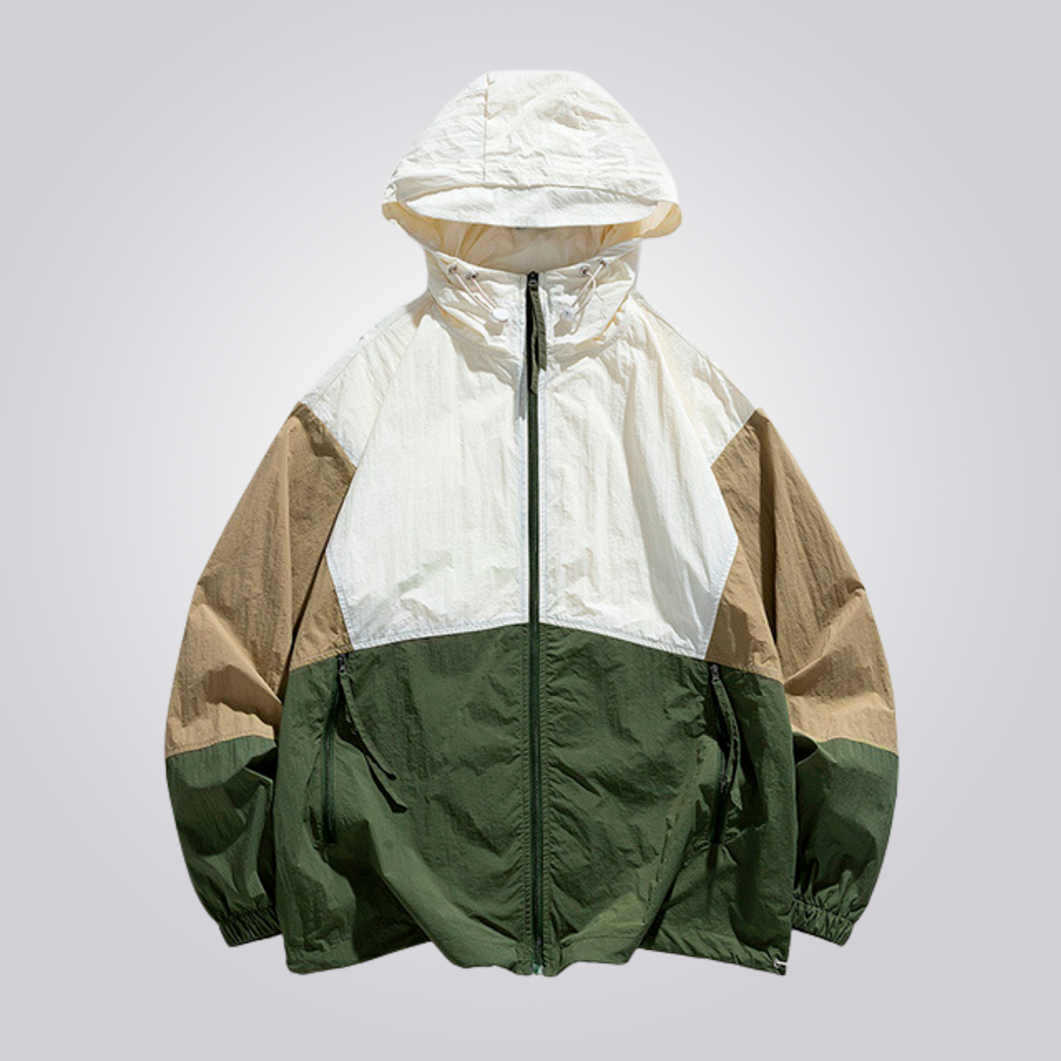 Tropical 高機能 UVカット ウィンドブレーカー アウトドア向け 透湿 薄手 フード付き ジッパーポケット 登山用