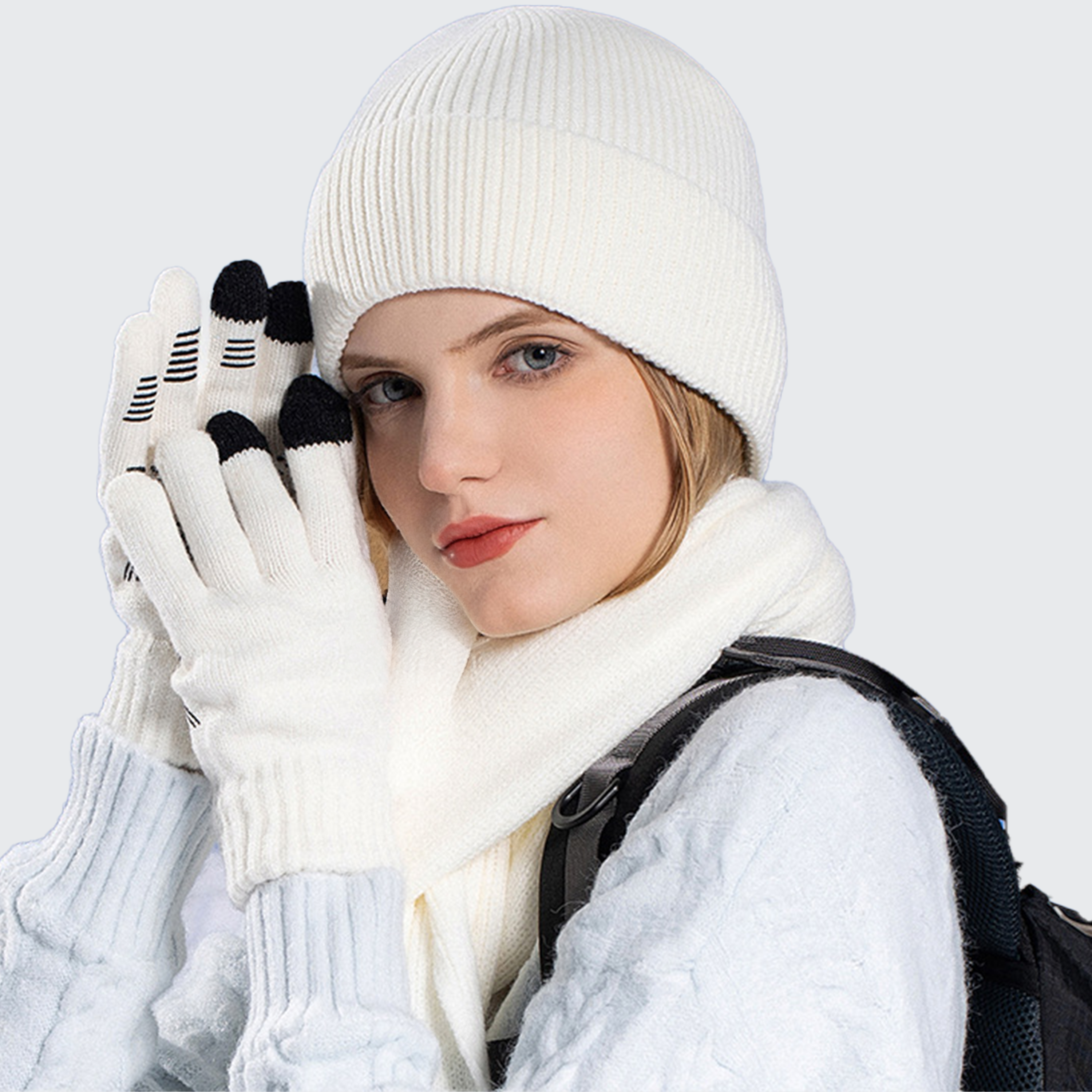 Purity ユニセックス ウィンターセット 手袋 グリップ力アップ 防寒 アウトドア対応 スカーフ 帽子 寒さ対策 耐久素材