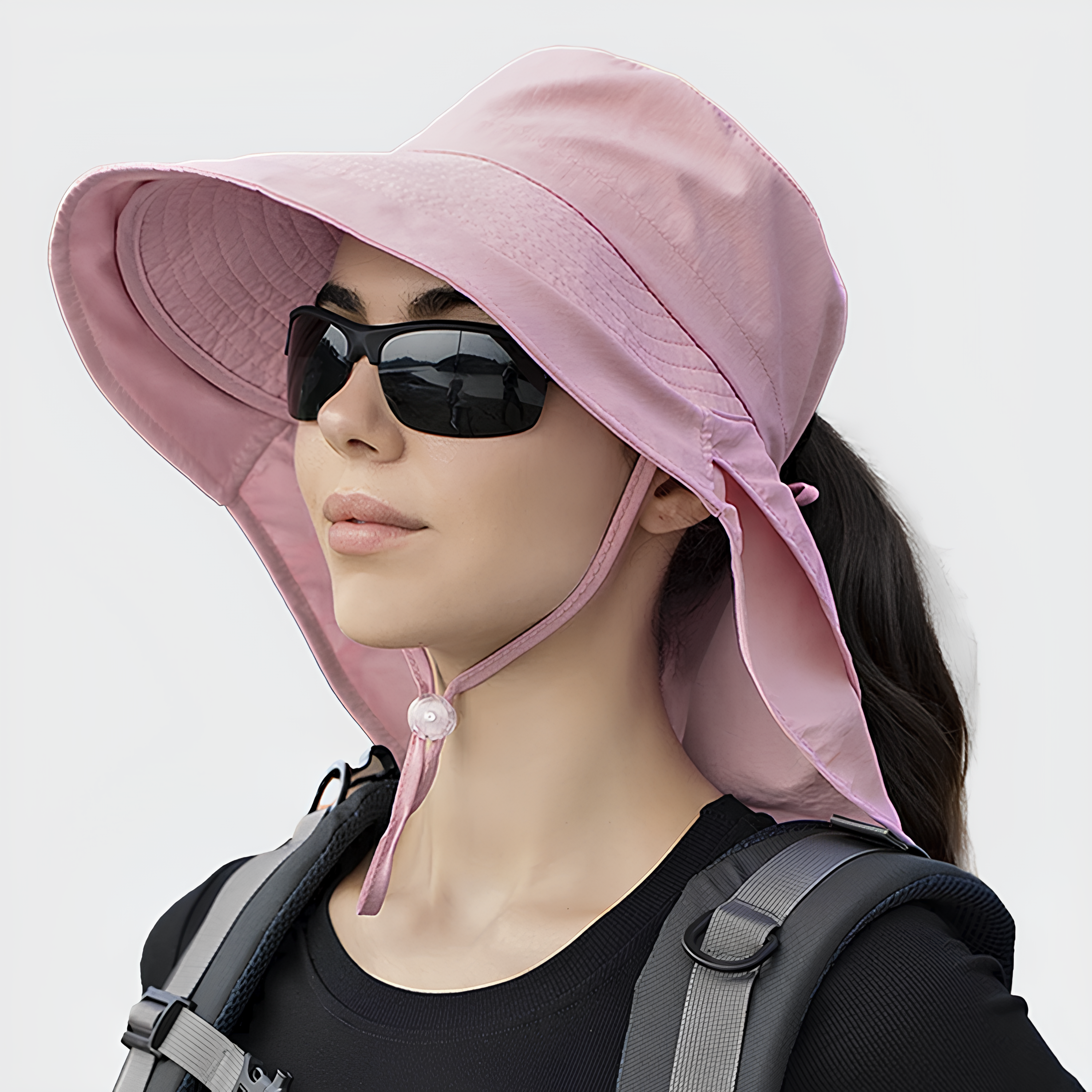 Journey 女性用 UVサンハット 快適 吸水速乾 調節可能 ポニーテール開口 日焼け防止 軽量 折り畳み対応 風に強い日除け設計
