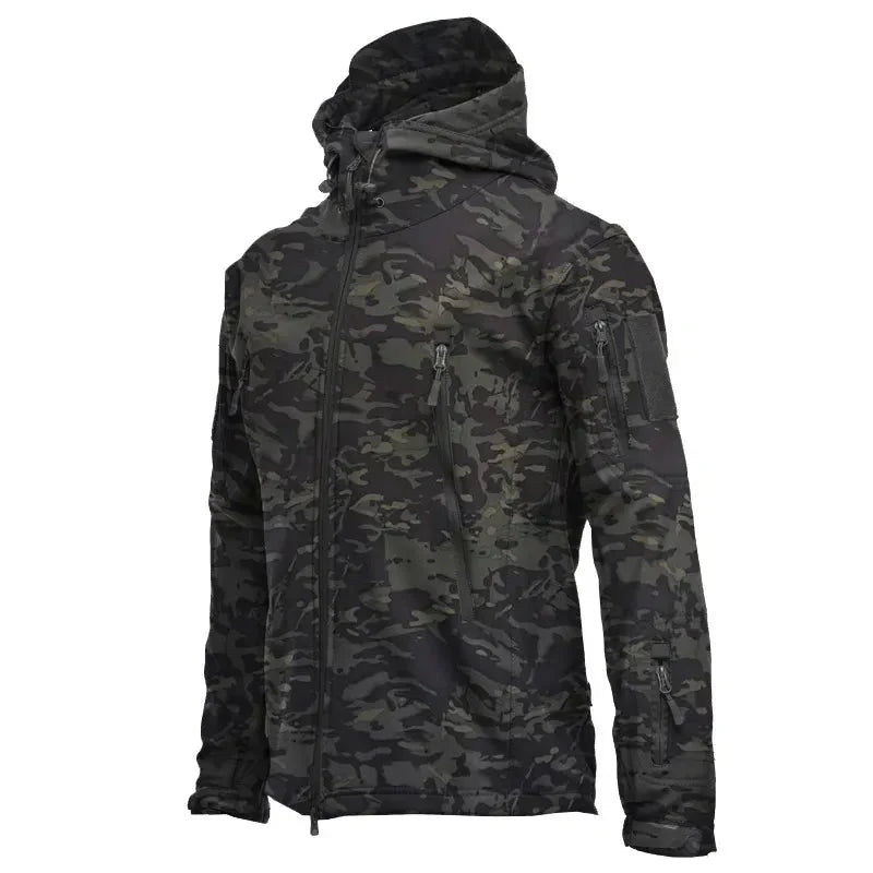 Jaqueta Tática - SoftShell [Vestuário - Jaquetas - Jaqueta] 01 - Jaqueta Tática - SoftShell Pescamping Preto Camuflado P 
