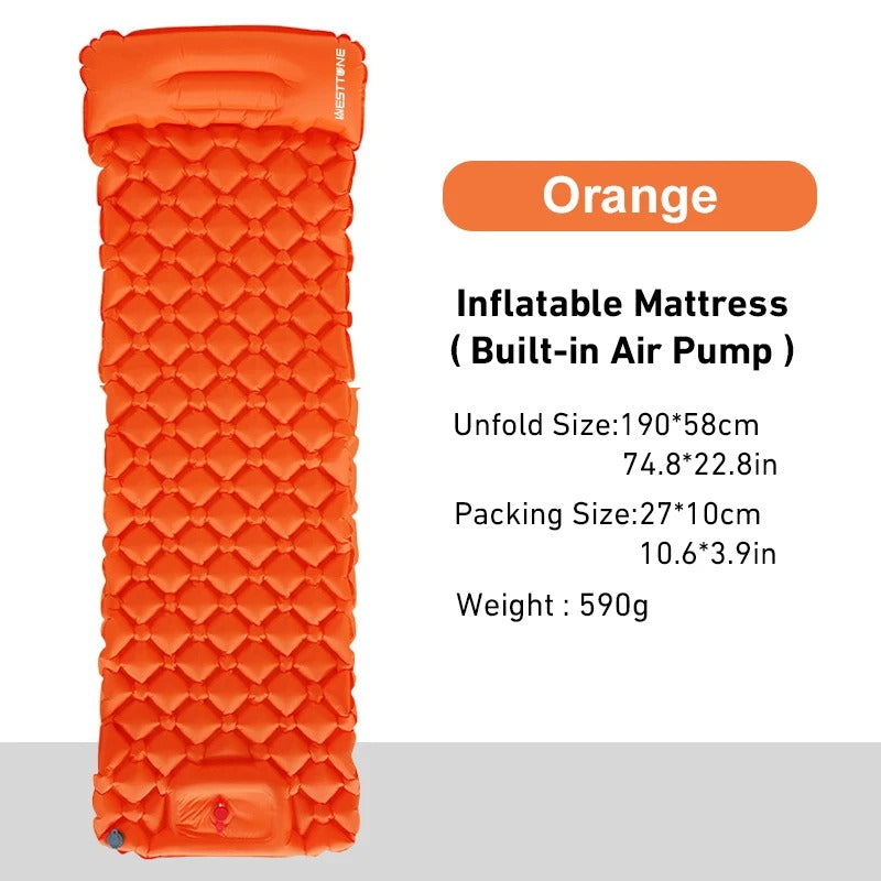 Westtone Ultralight Inflatable Sleeping Pad 内蔵ポンプ 一人用 キャンプ 快適 アウトドア バックパッカー向け