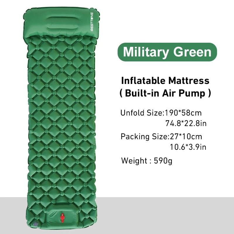 Westtone Ultralight Inflatable Sleeping Pad 内蔵ポンプ 一人用 キャンプ 快適 アウトドア バックパッカー向け
