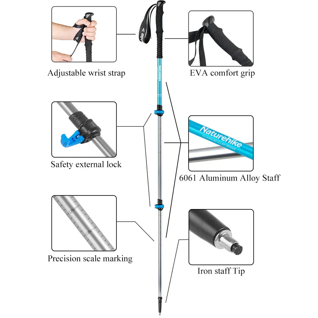 Ultralight テレスコピック トレッキングポール 6061アルミ 登山用 伸縮式 安定性 向上 快適グリップ Mountain ブランド